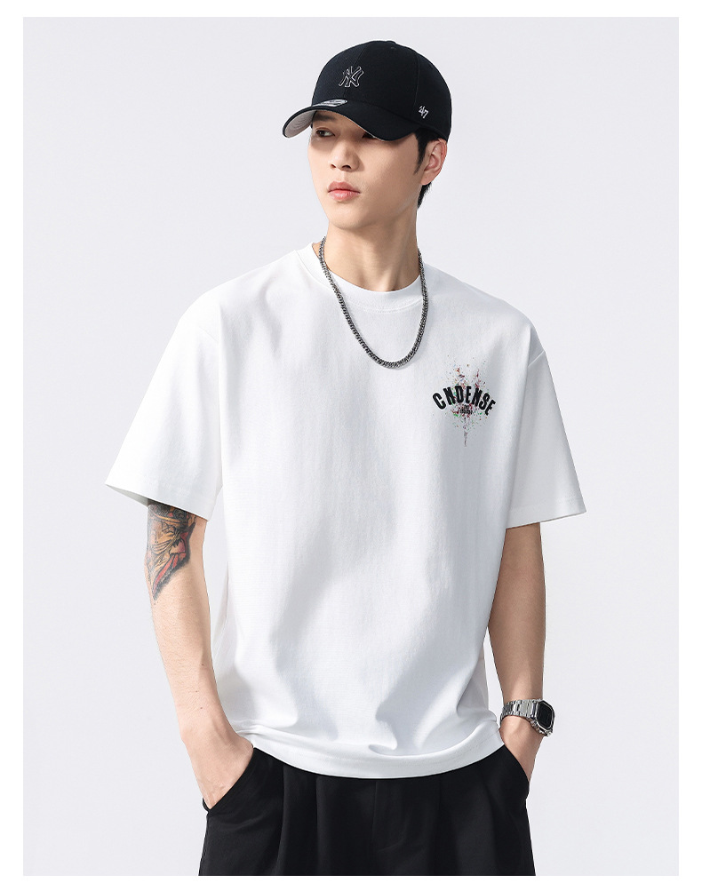 Summer new graffiti painting loose short-sleeved T-shirt for men 2025 Thin casual printed half-sleeved T-shirt pic 12