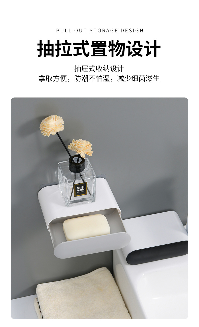 Creative multi-functional draining soap box, plastic bathroom, no-drilling, traceless storage rack, suction cup soap box pic 2