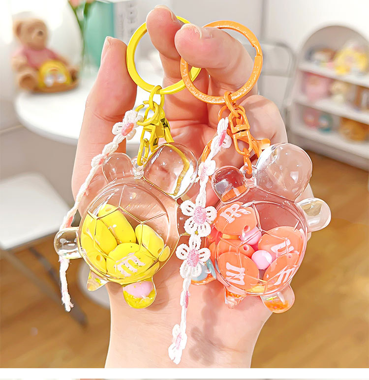 创意液体亚克力入油小乌龟钥匙扣流沙对对碰吊饰精致情侣包包挂饰详情4