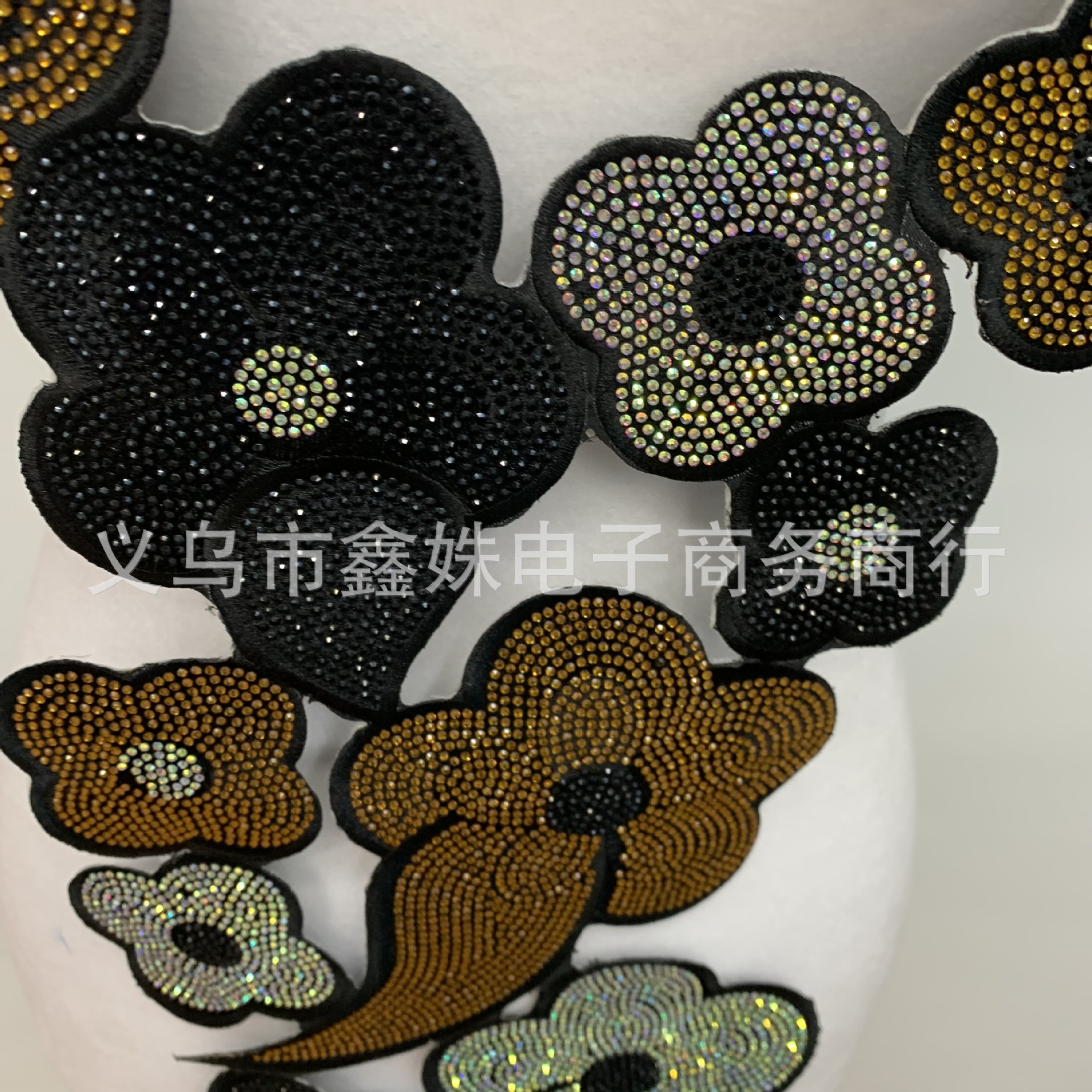 Multi-color adhesive full diamond collar flowers, multi-color large embroidered fabric stickers for stage costumes, opera and animation accessories pic 5