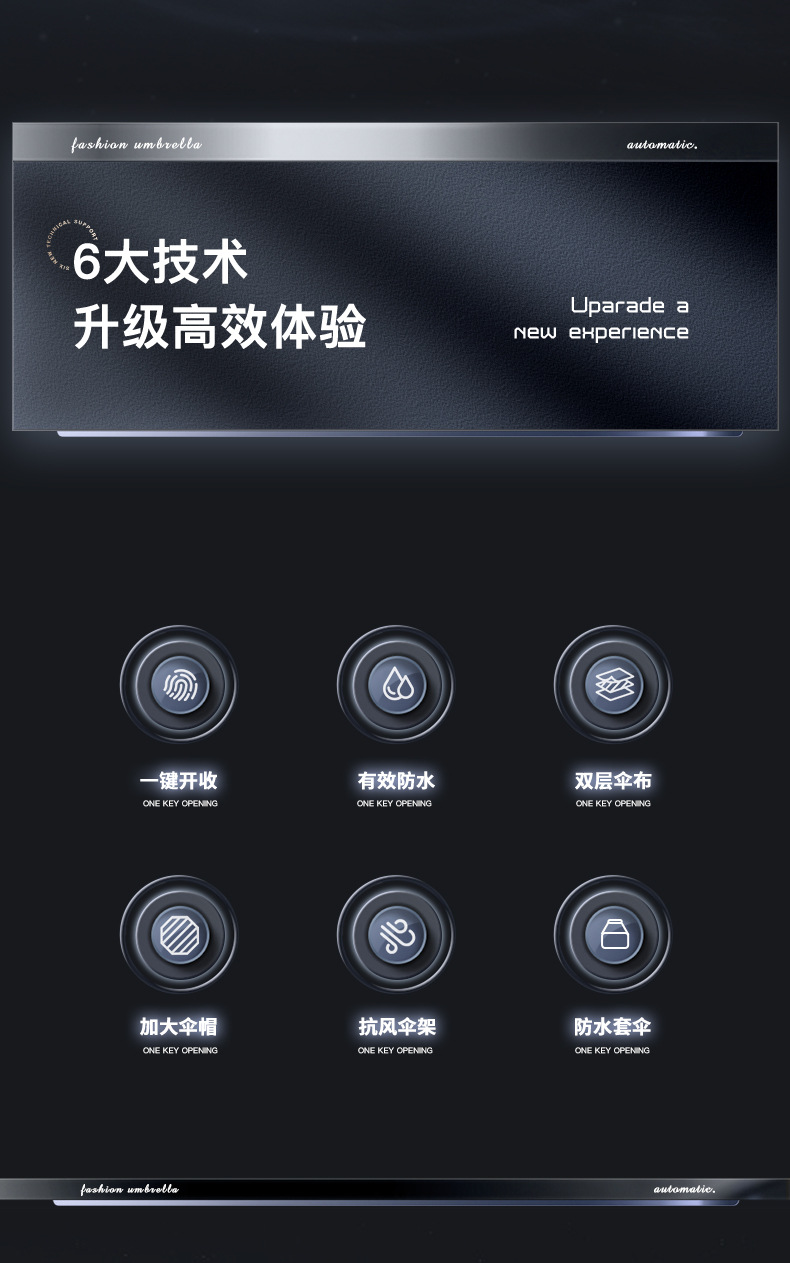 现货防水套直杆8K自动伞直杆双层雨伞素色长柄伞定制LOGO广告伞详情11