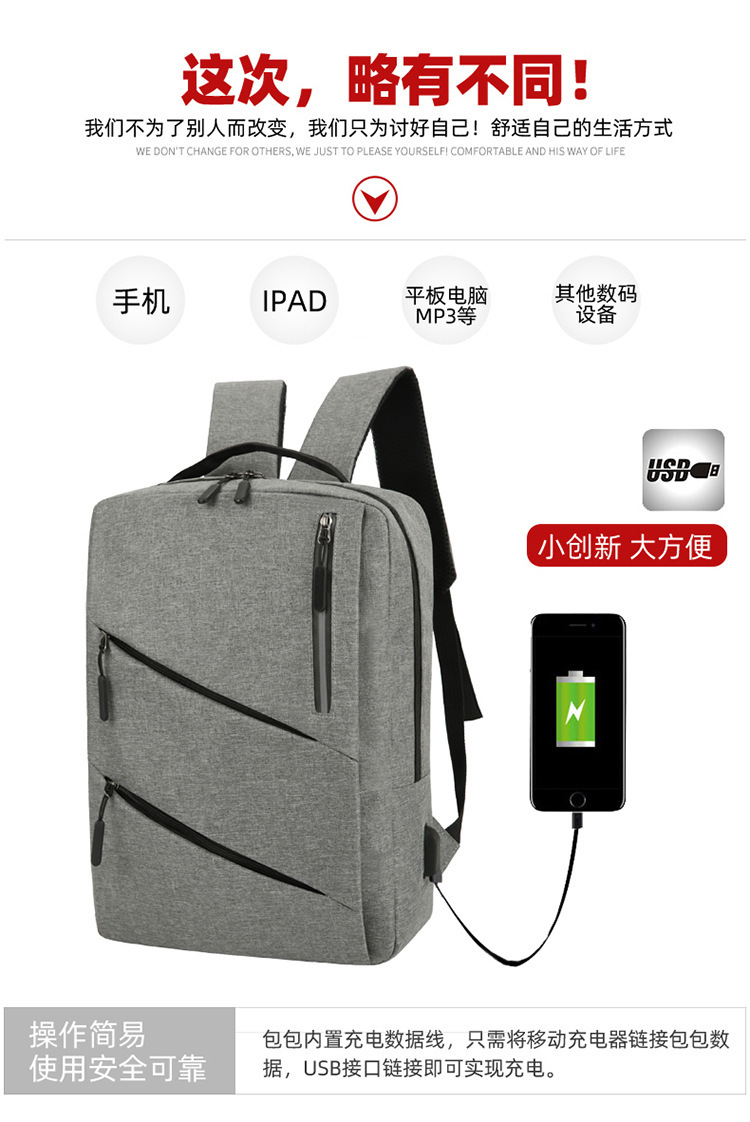 Rechargeable business backpack, multi-functional business trip and travel computer bag, foreign trade three-piece set, casual backpack, crossbody bag pic 8