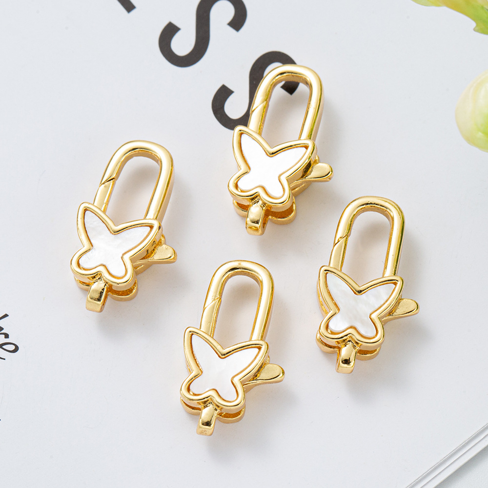 White shell geometric four-leaf clover butterfly Lobster clasp diy necklace bracelet accessory material Decorative clasp End connection clasp pic 11