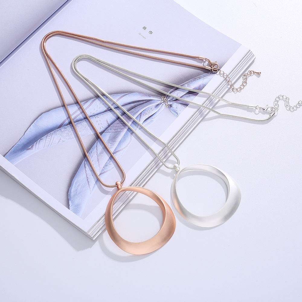 跨境亚马逊爆款欧美外贸新款女士秋冬季饰品复古简约项链毛衣链详情11