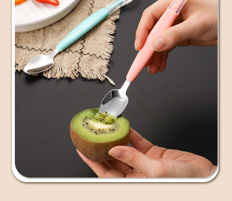 便携儿童餐具水果勺双头两用卡通宝宝硅胶刮泥勺婴儿辅食挖泥勺详情11