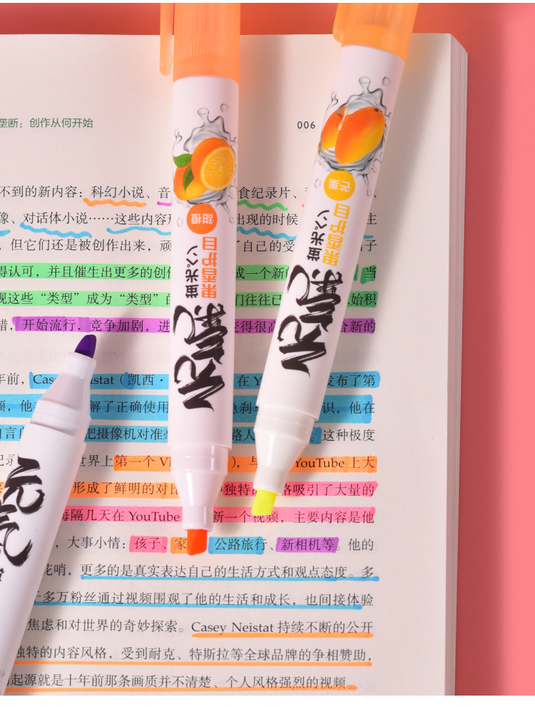 Wholesale Weiya Hui Highlighters, large-capacity fruit-scented highlighters 061, eye-protecting soft-color highlighters pic 8