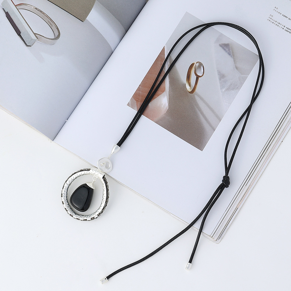 亚马逊新款跨境项链复古简约长款项链毛衣链批发女士百搭长款吊坠详情8