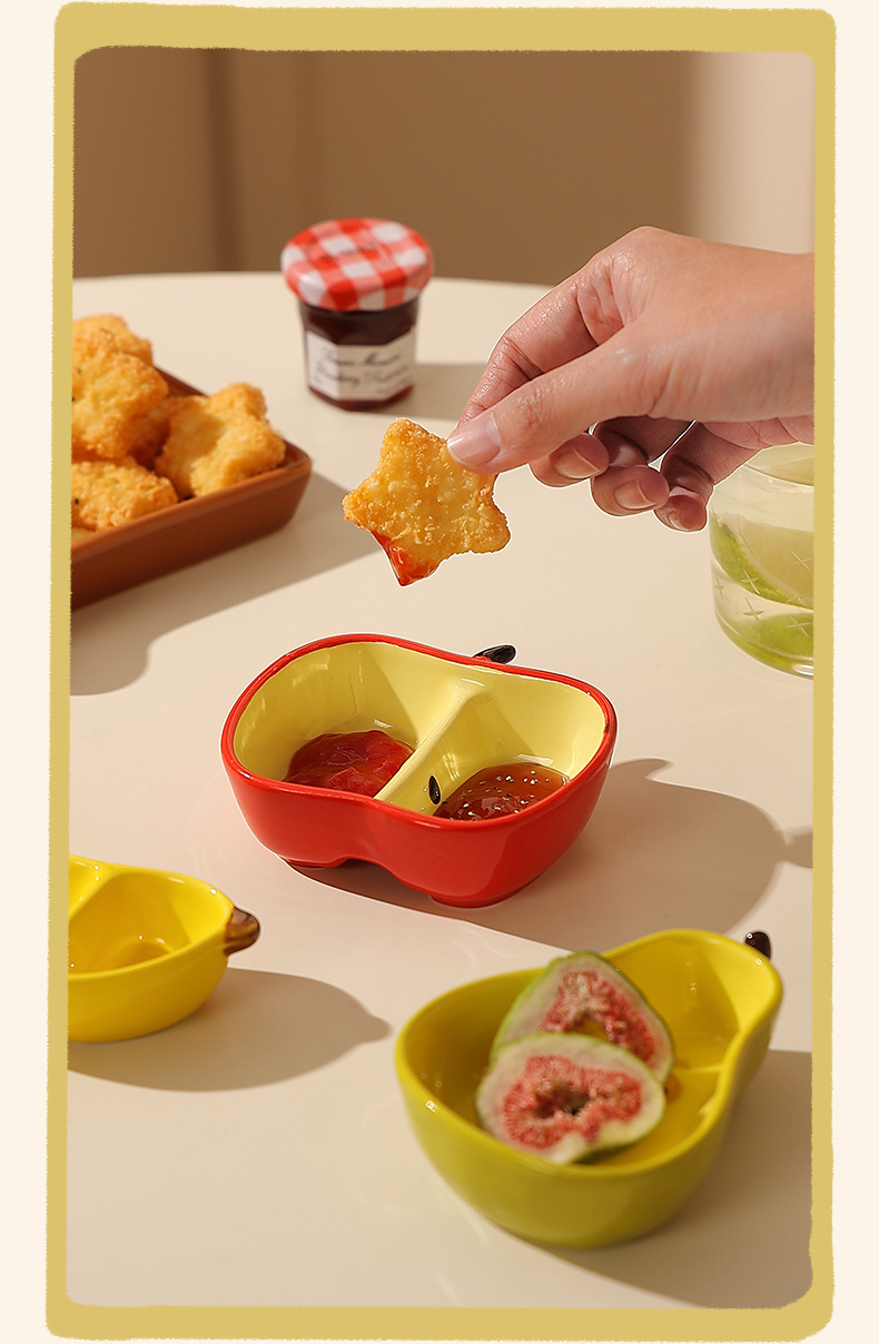 Creative fruit dipping saucers, household ceramic snack saucers, hot pot condiment saucers, vegetable saucers, cute differently styled and flavored saucers pic 48