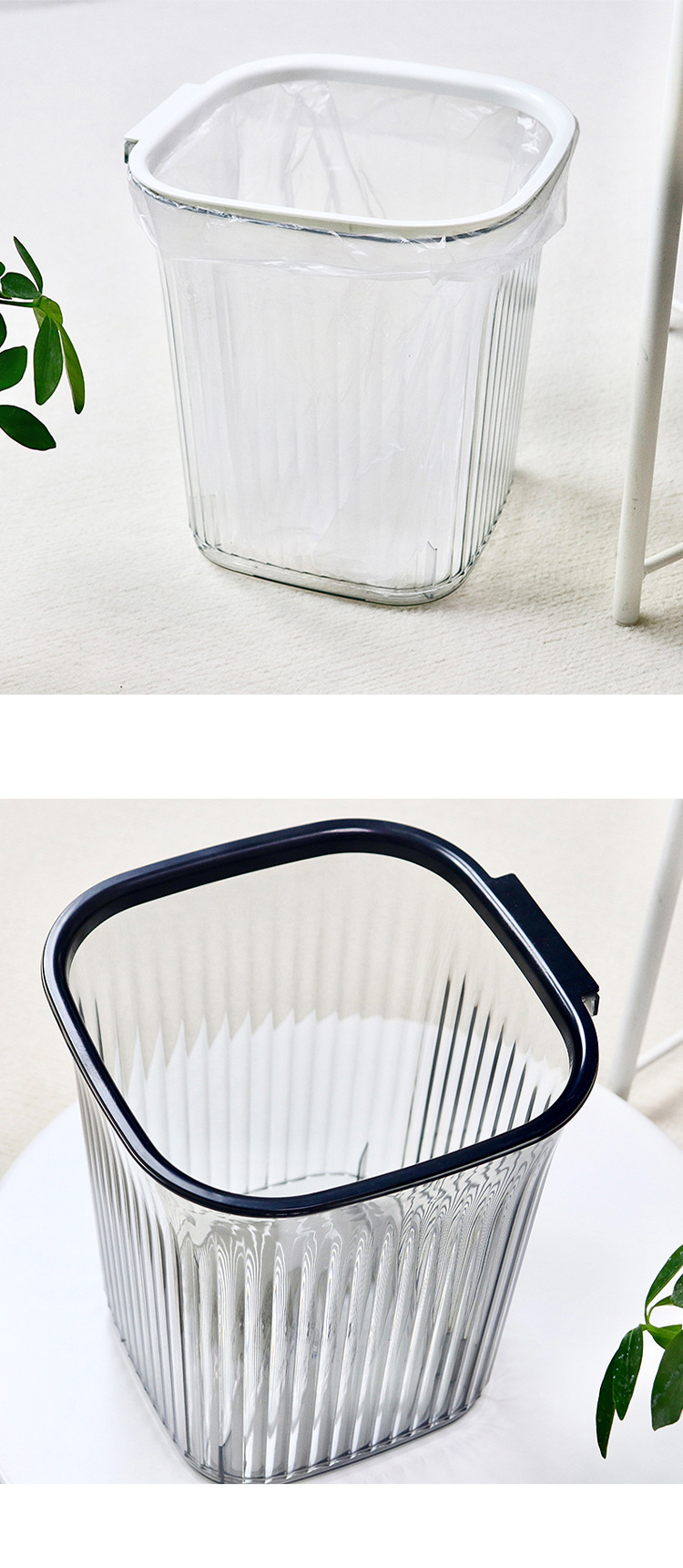 透明条纹加厚垃圾桶家用卧室大容量客厅轻奢卫生间通用方形纸篓详情4
