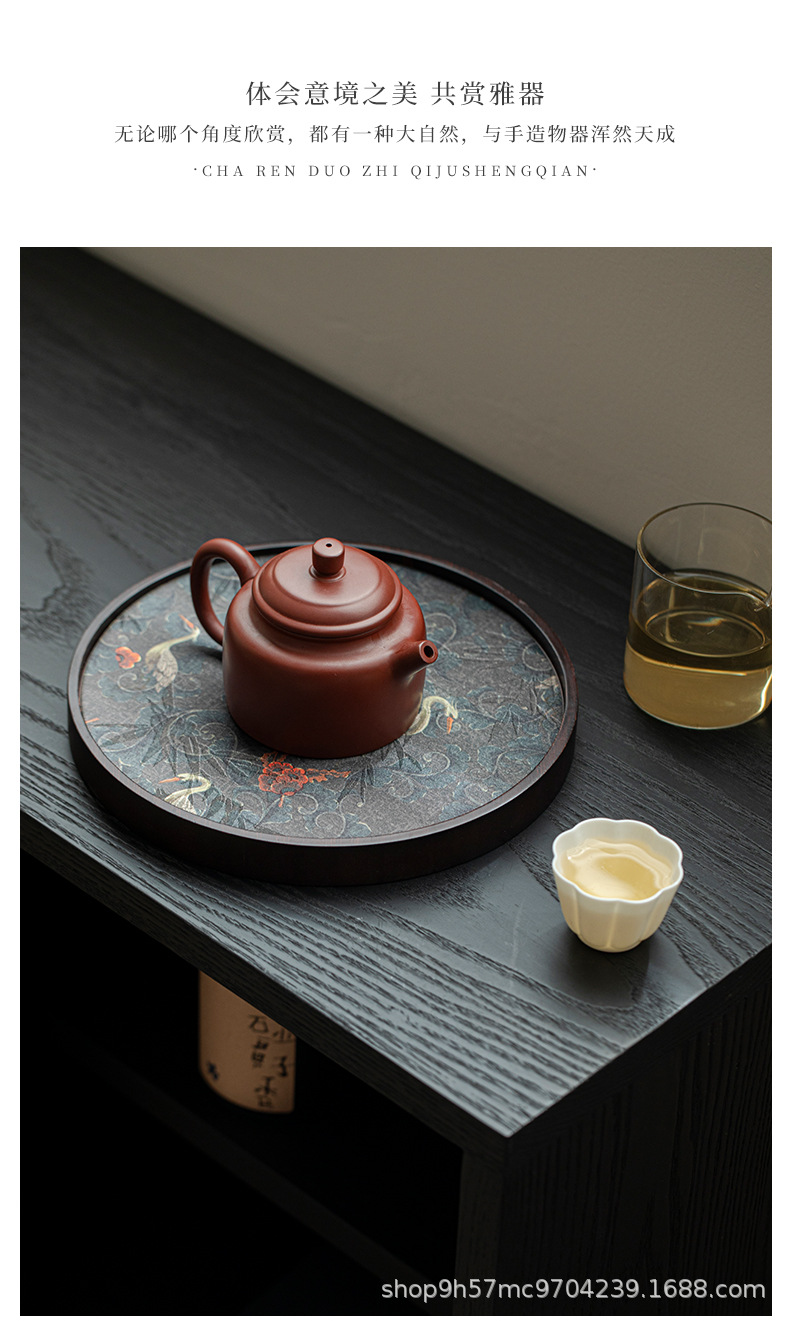 禧珮镁新中式复古竹制壶承干泡台功夫茶具收纳盘防水茶席套组茶托详情4