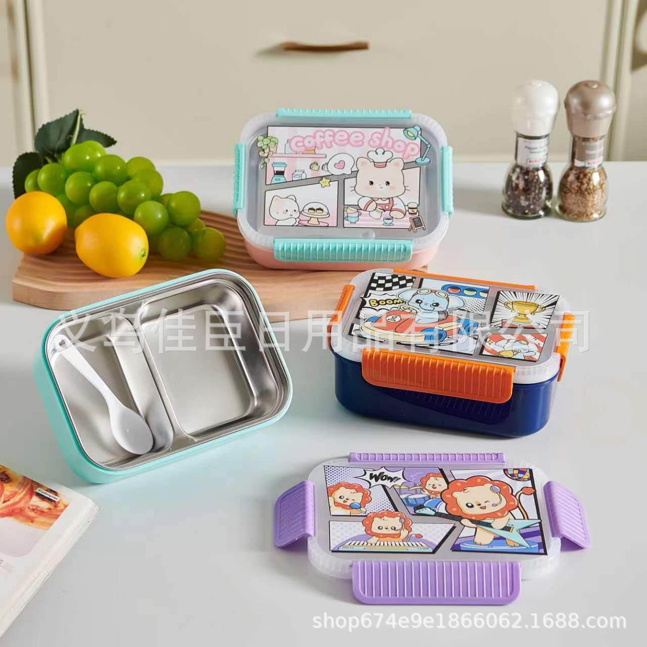 Caja de almuerzo para niños lindo alto nivel de apariencia caja de almuerzo aislante es fácil de llevar comida compartimentada anti-sabor caja de bento caja de almuerzo al aire libre pic 1
