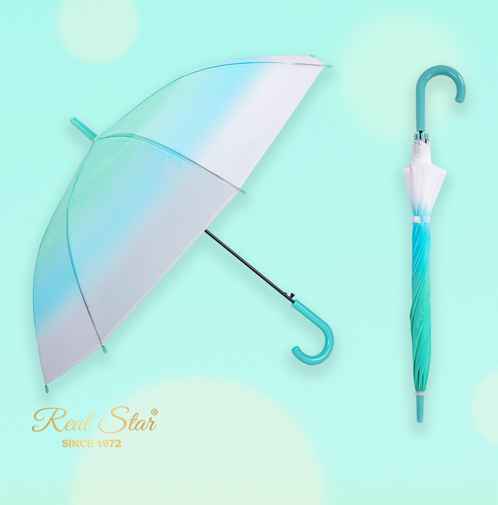 【日韩】星宝RST渐变透明伞PVC磨砂塑料雨伞成人可用长柄伞清新详情16