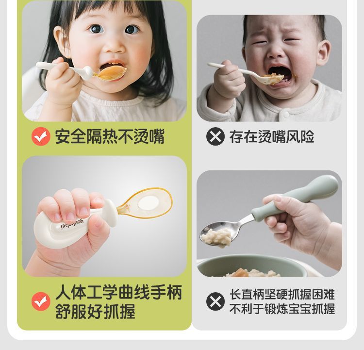 元宝勺PPSU辅食勺子自主进食6个月以上宝宝训练叉勺儿童餐具套餐详情7