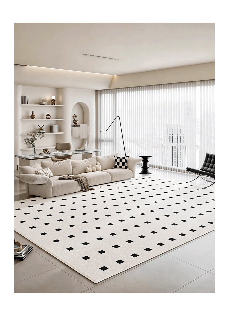 Waterproof diatom silk carpet for the living room, dirt-resistant in autumn and winter, Italian style, light luxury and high-end. Plain carpet in cream style for the bedroom pic 14