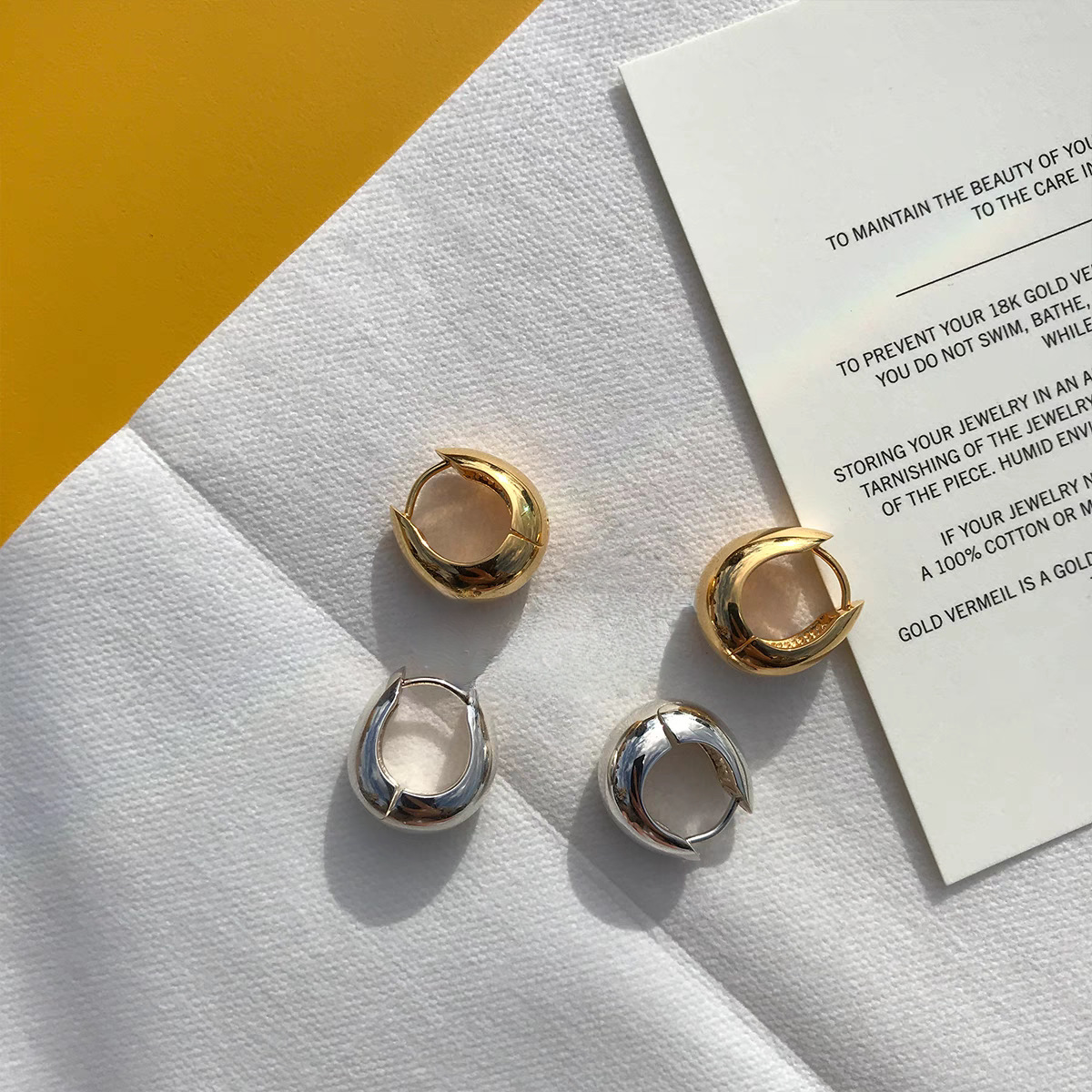 HAlu*系列精致耳圈耳钉 法式素圈小众慵懒风锆石小巧精致圆圈耳钉详情3