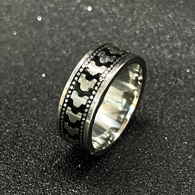 跨境供应钛钢戒指龙纹心电图心形不掉色男款不锈钢手饰 饰品批发详情11