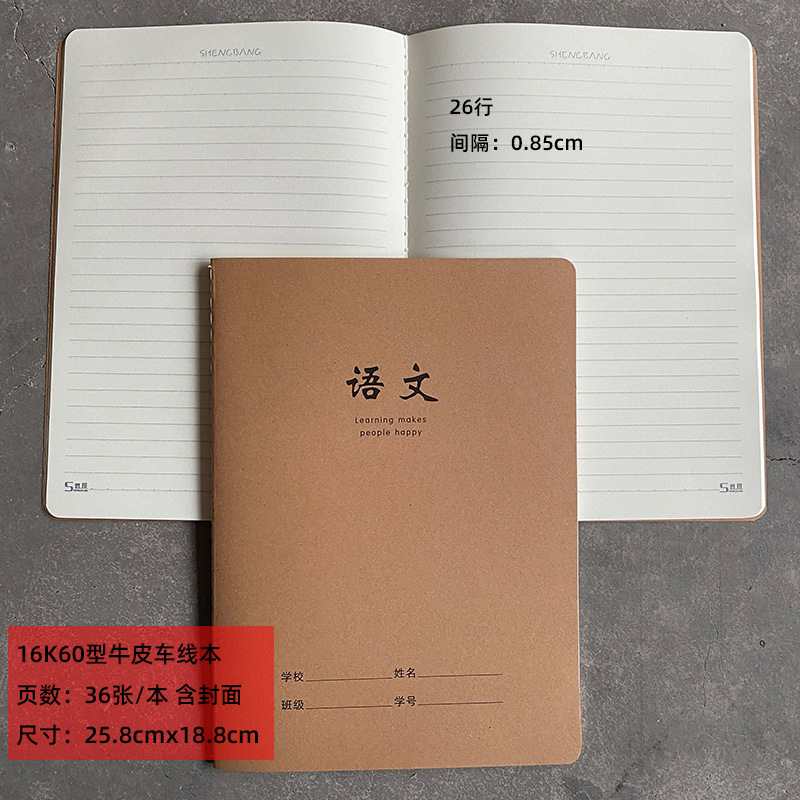Wholesale of 16K thickened large-sized cowhide sewing notebooks for English composition, Chinese and math homework, and large notebooks for junior high school students pic 37