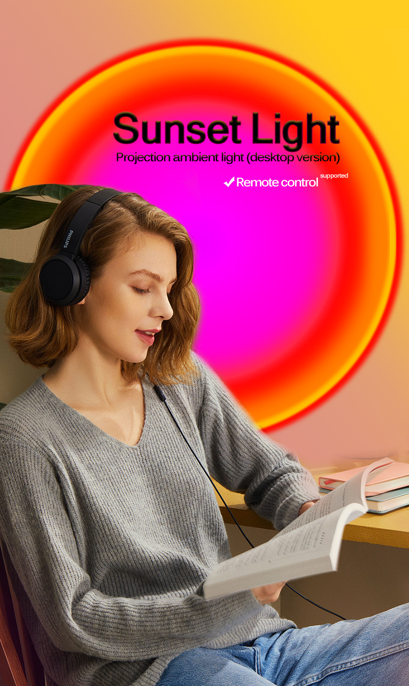 夕阳灯氛围灯可伸缩支架创意落日灯app遥控智能调光卧室小夜灯详情3