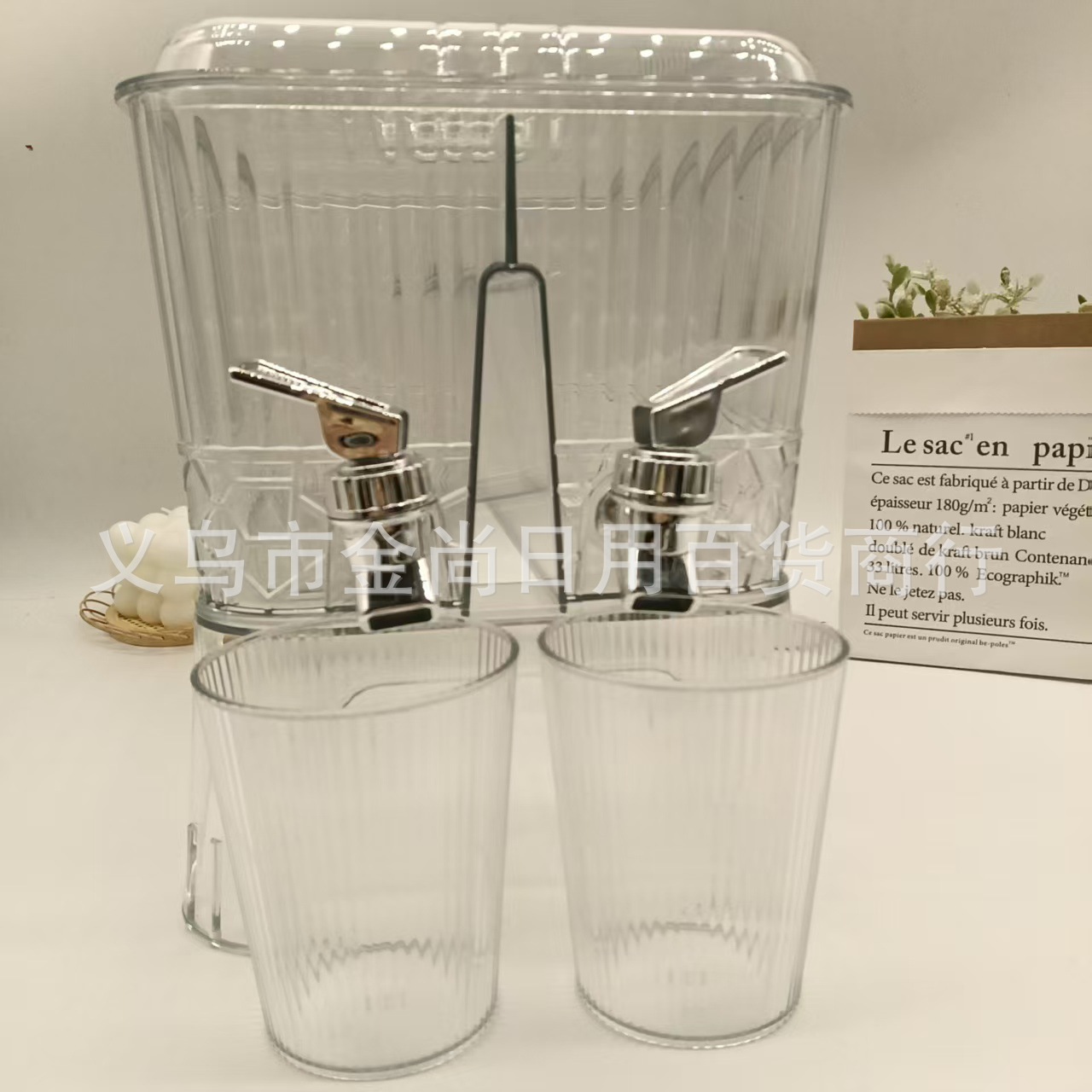 A large-capacity cold water bucket with compartments and a faucet that can hold 2 types of beverages. It is a must-have beverage bucket for home summer pic 2