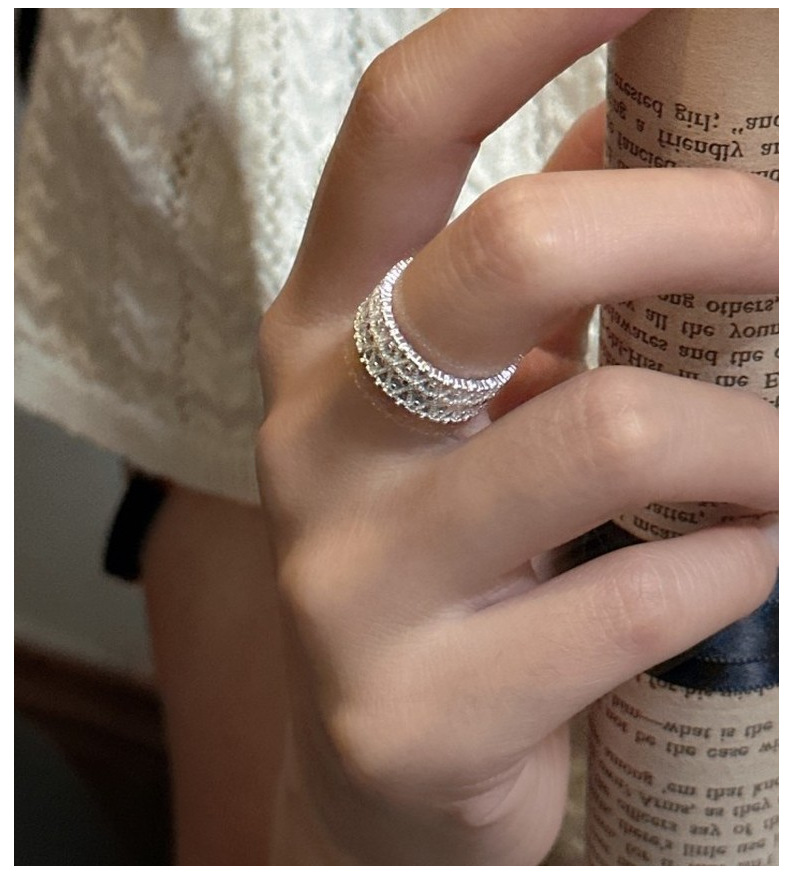 S925纯银韩版小众设计感花纹蕾丝戒指韩国风简约时尚指环复古指环详情8