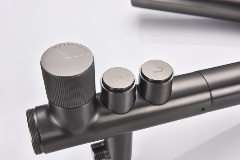 Cross-border exclusive floor-standing shower head set, hotel engineering bathtub, shower tub, edge faucet, shower head, brushed gold pic 22