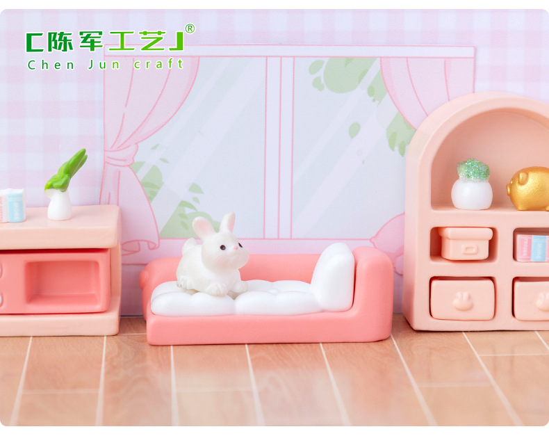 Creative pink girlish dollhouse, living room sofa furniture, micro-landscape diy decorative accessories, miniature small pendant pic 42
