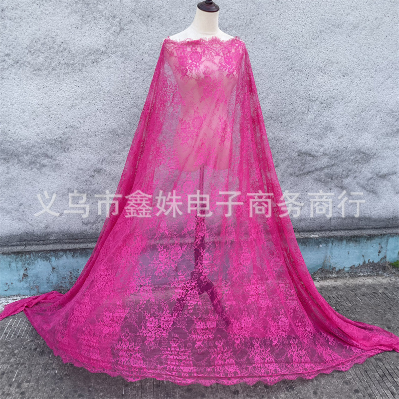 外贸爆款非洲黑人Chantillylace幅宽1.5m*3m厂家现货眼睫毛花详情24
