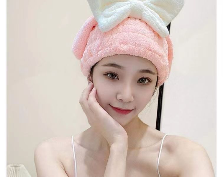 Bow dry hair cap for women, quick drying, strong water absorption, no hair shedding, high appearance level for students, dry hair towel for washing hair, no blow-off shower cap pic 5