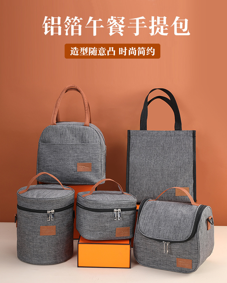 Wholesale thickened round lunch bags, insulated student hand-held bento bags, outdoor large-capacity insulated bags pic 10