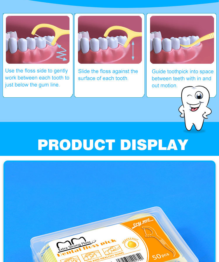 Cross-border foreign trade dental floss manufacturer wholesale ultra-fine dental floss, fruit-flavored box set of 50 dental floss picks, disposable toothpicks pic 7