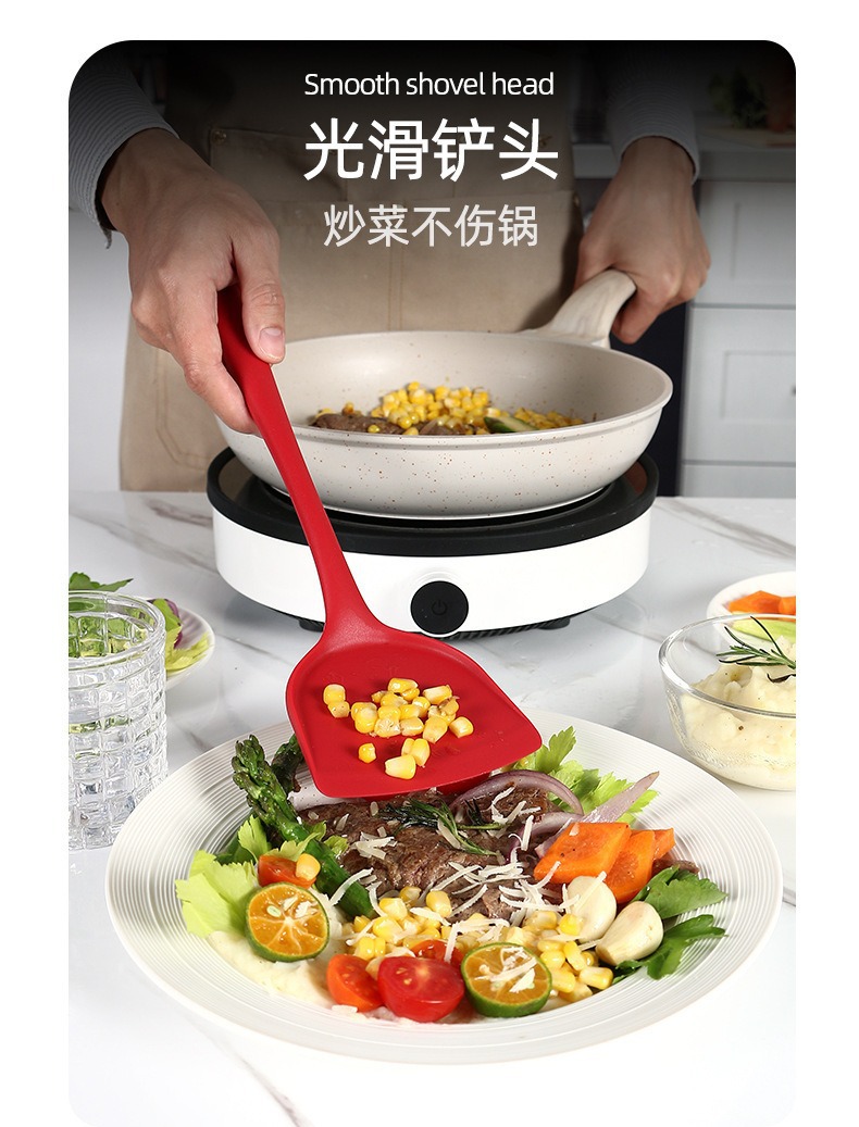 加厚硅胶锅铲厨房用品耐高温不粘锅炒菜铲子家用烹饪硅胶中华铲子详情6