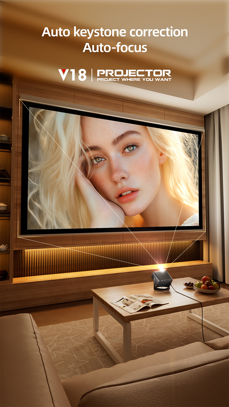 跨境新款高清便携式家庭投影仪4k手机无线同屏自动梯形安卓投影机详情10