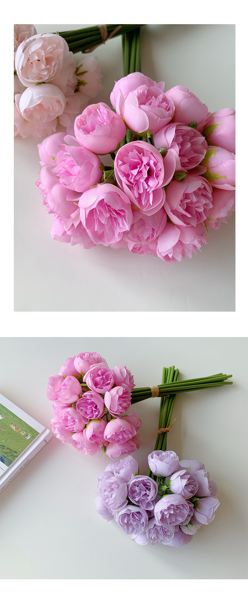 A 27-head small peony bouquet with a bottle of artificial and fake flowers, a living room decoration item that has become a bestseller on Douyin pic 13