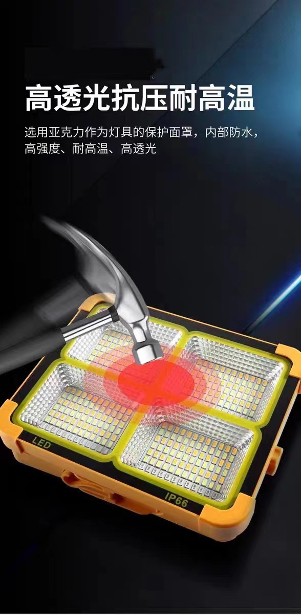 跨境太阳能手提投光灯便携式充电一体小黄灯户外露营摆摊手提吊灯详情26