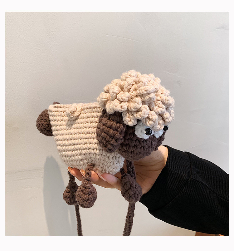 手工编织包包diy针织毛线包可爱卡通小羊编织包单肩斜挎包女成品详情27