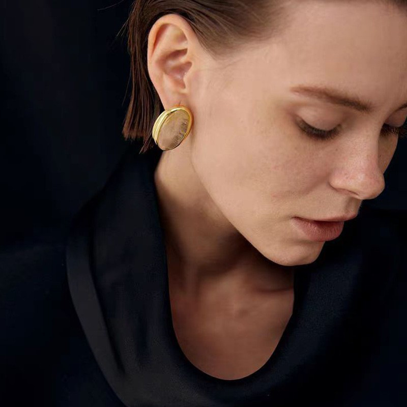 天然茶晶可调节吊坠项链铜镀真金耳钉戒指轻奢小众设计高级感项女详情3