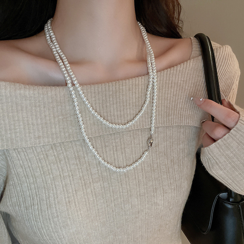 Irregular long pearl necklace, French light luxury style, sweater chain, niche simple and high-end necklace wholesale for women pic 65