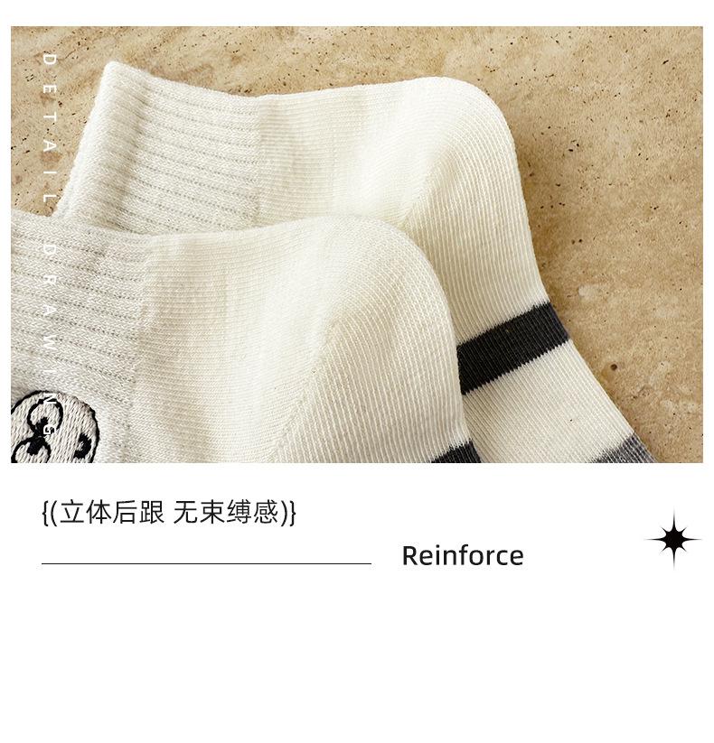 2025年夏季新款袜子女船袜低帮吸汗条纹韩版薄款灰色可爱短筒袜详情47