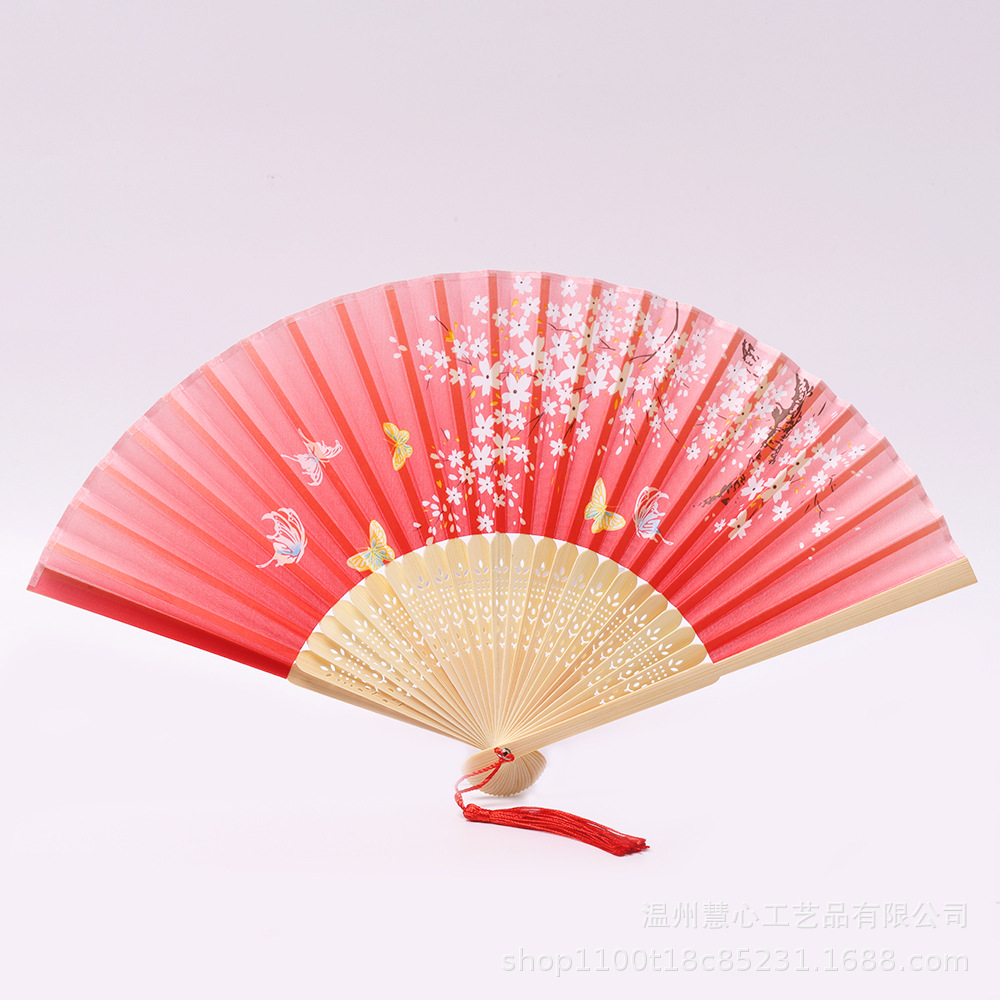 扇子中国风一笑扇 日式折扇古典舞蹈旗袍扇粉色少女桃花扇古装梅详情6
