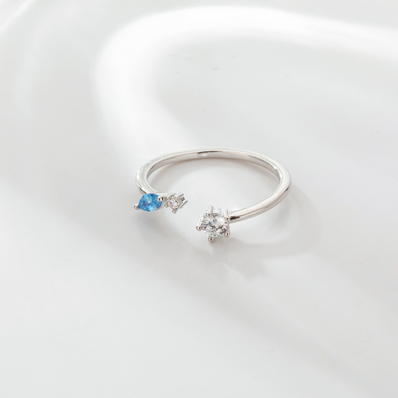 柏伶跨境简约开口戒镶钻五角树叶戒指女式轻奢高级感轻奢关节指戒详情11