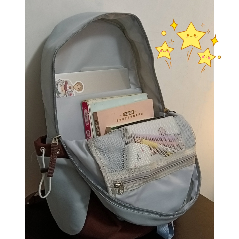 日系百搭撞色初中高中生书包休闲简约可套拉杆箱背包大容量双肩包详情19