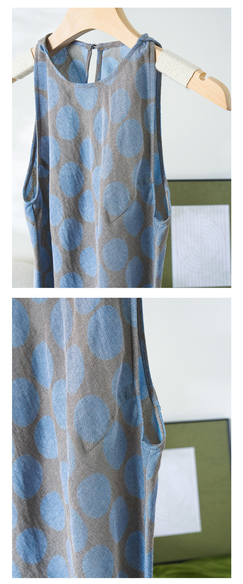 Rongtai Tencel Linen printed improved cheongsam sleeveless slimming dress for Women 2025 New style elegant A-line dress pic 39