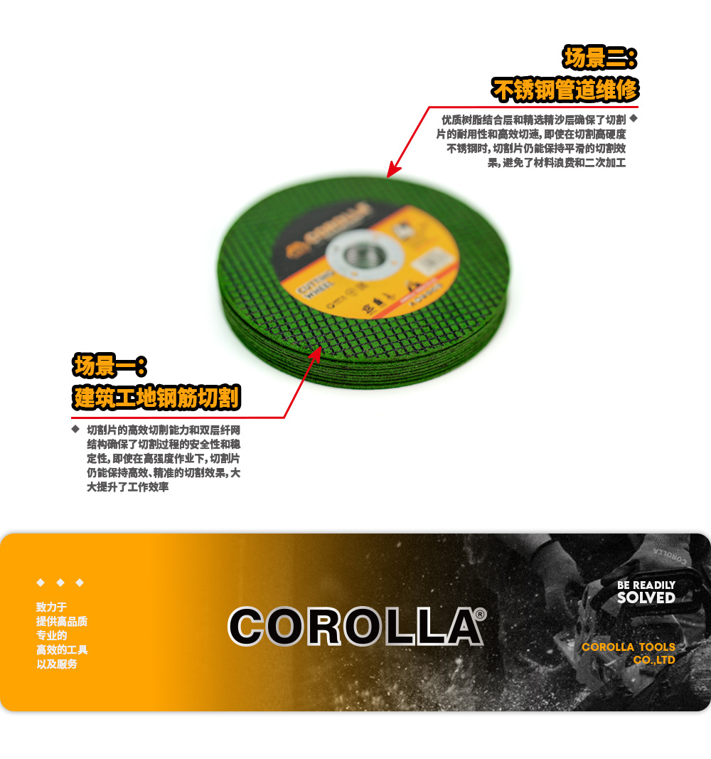 跨境批发砂轮切割片多规格耐磨单双网树脂金属不锈钢角磨机切割片详情13