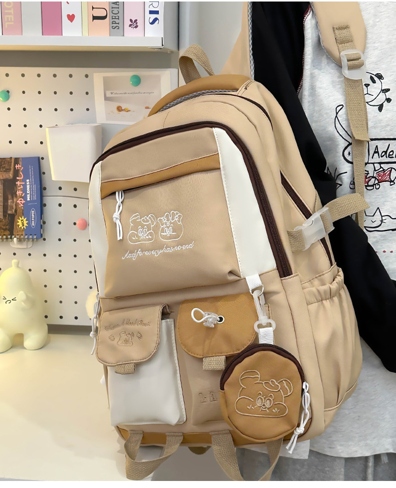 Japanese and Korean casual backpacks, forest-style schoolbags, multi-pocket schoolbags for primary school students, large capacity for cross-border travel for junior and senior high school students pic 28