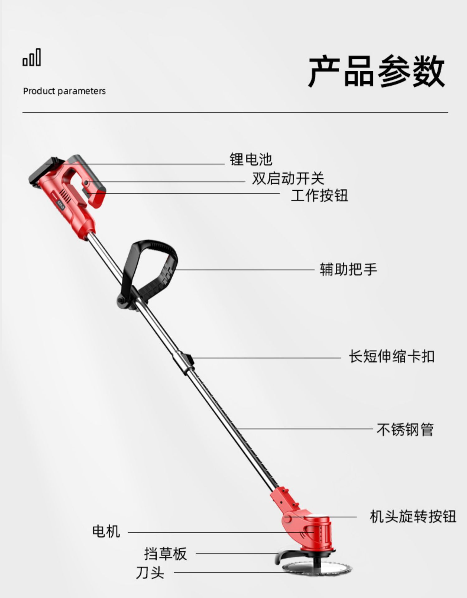 电动割草机小型家用除草机充电式草坪机农用锂电多功能打草机神器详情22