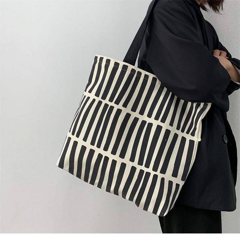 New minimalist design canvas bag for women, single-shoulder, college students, zipper handbag for class, canvas shopping bag in 2025 pic 5