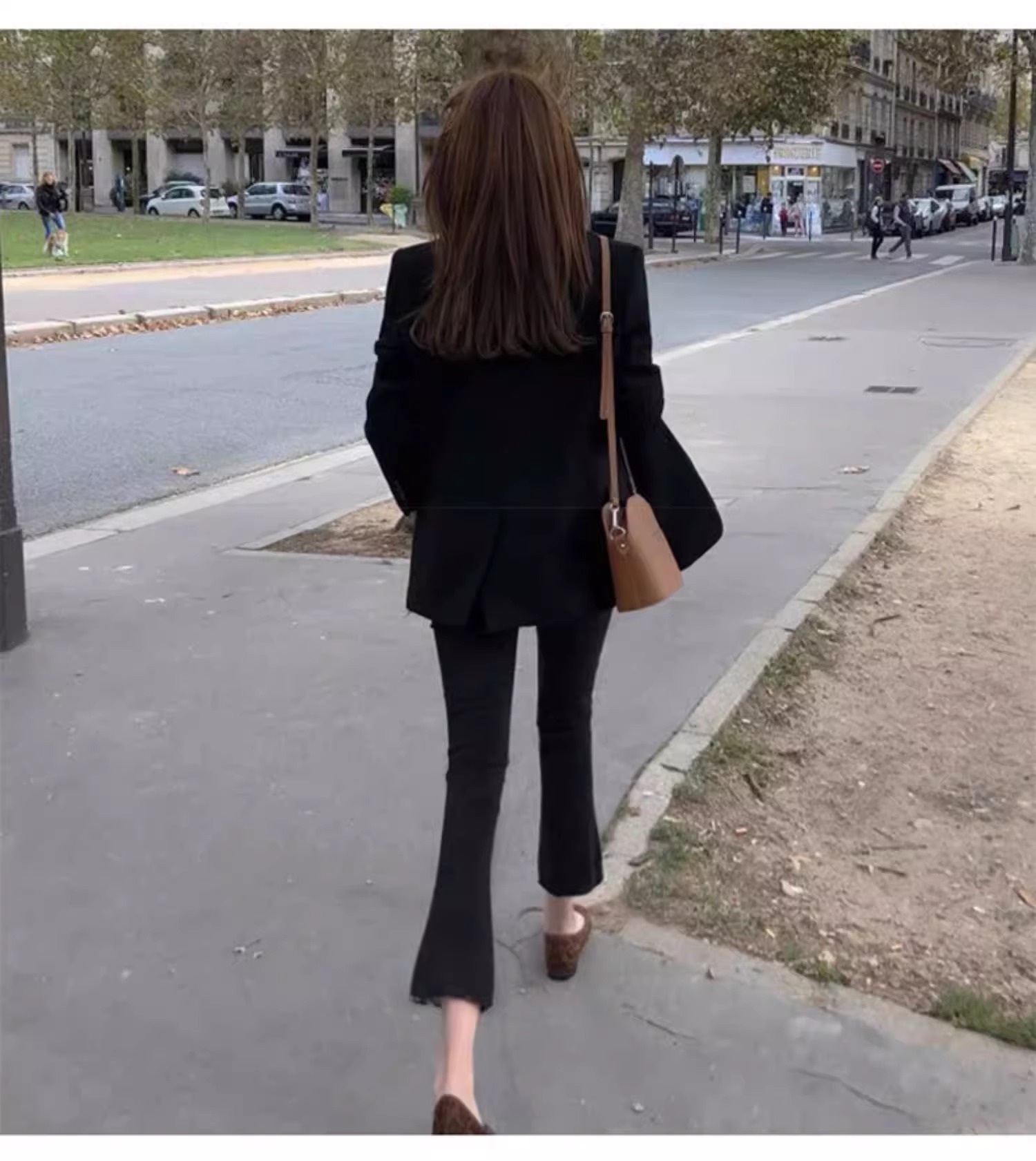 Black slightly flared jeans for women, Spring 2025 new Korean style, slimming and petite, eight-part fringed flared pants for children pic 20