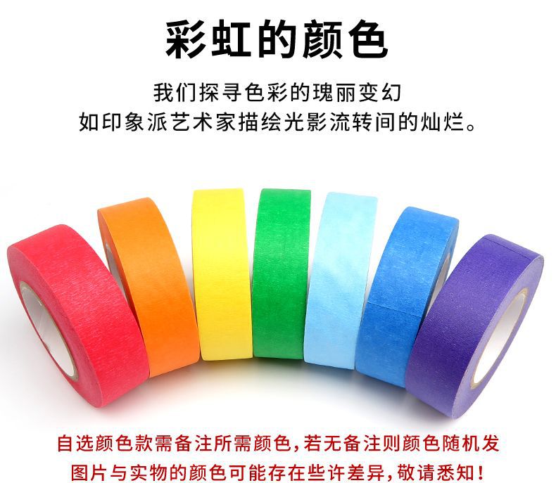 美纹纸彩色批发美纹胶美术美工手撕无残留手帐素材 diy多功能定制详情4