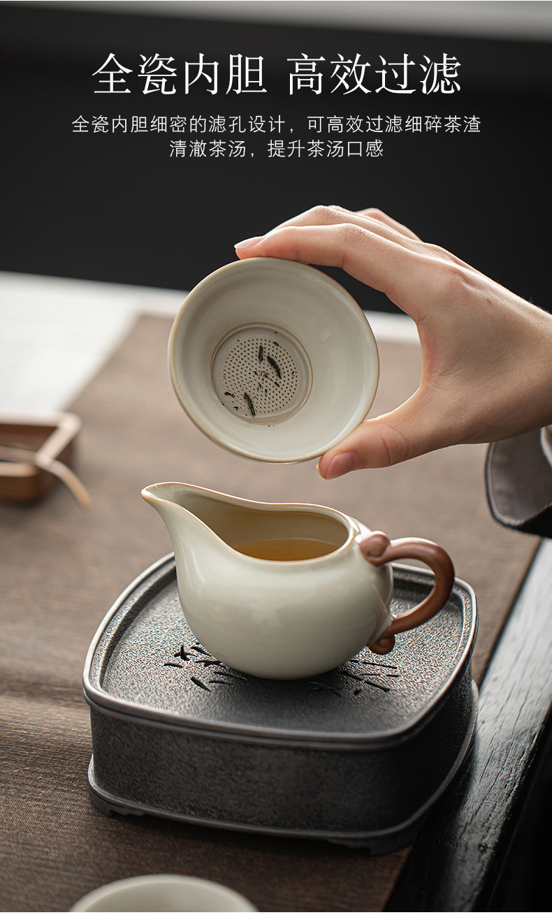 黄汝窑功夫茶具套装陶瓷茶杯可养开片办公室家用茶壶盖碗礼盒套装详情11