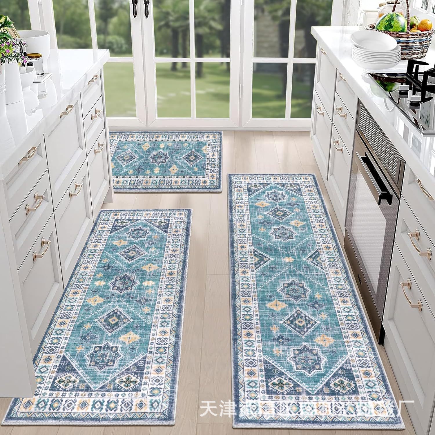 American retro Persian kitchen mat, oil-absorbing and anti-slip combination long strip floor mat, household entrance floor mat in stock pic 1